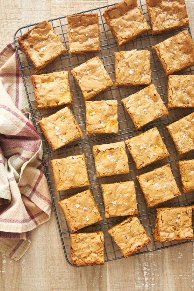 Butterscotch blondies cut clean
